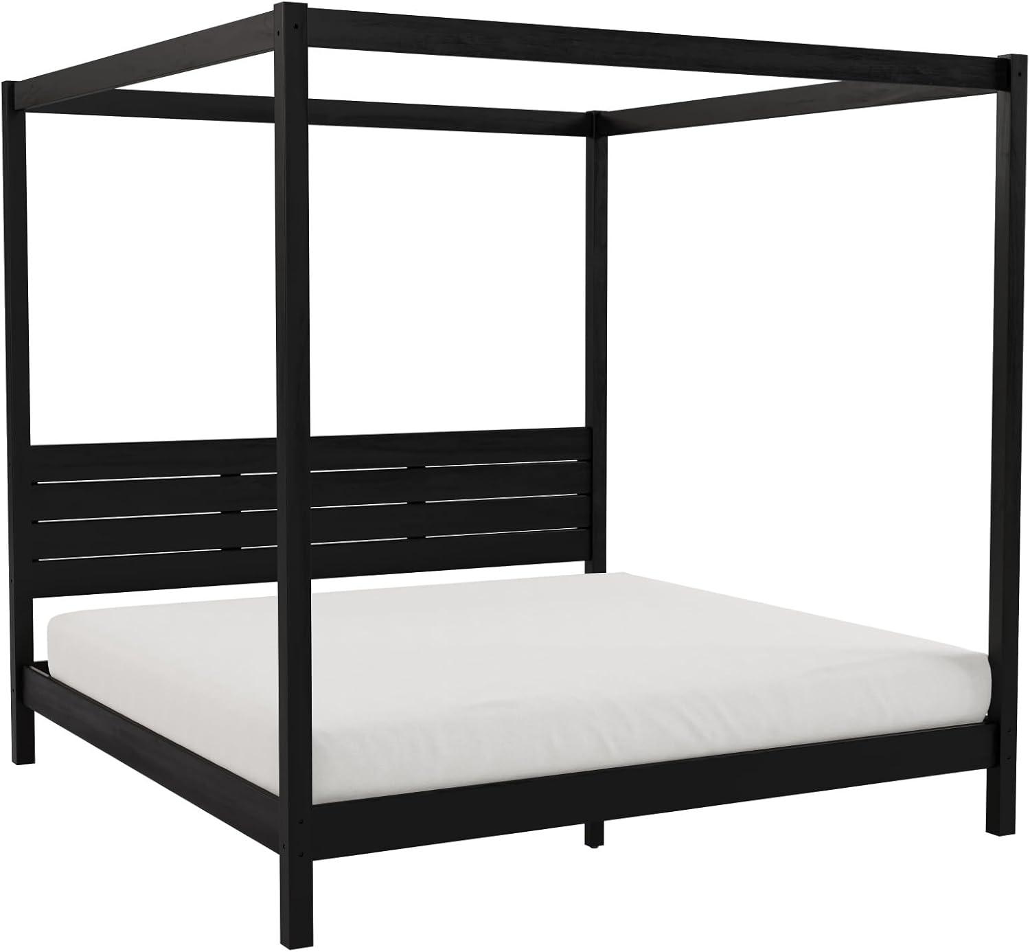 imageWalker Edison Isla Slatted Headboard Canopy Bedframe Queen BlackBlack