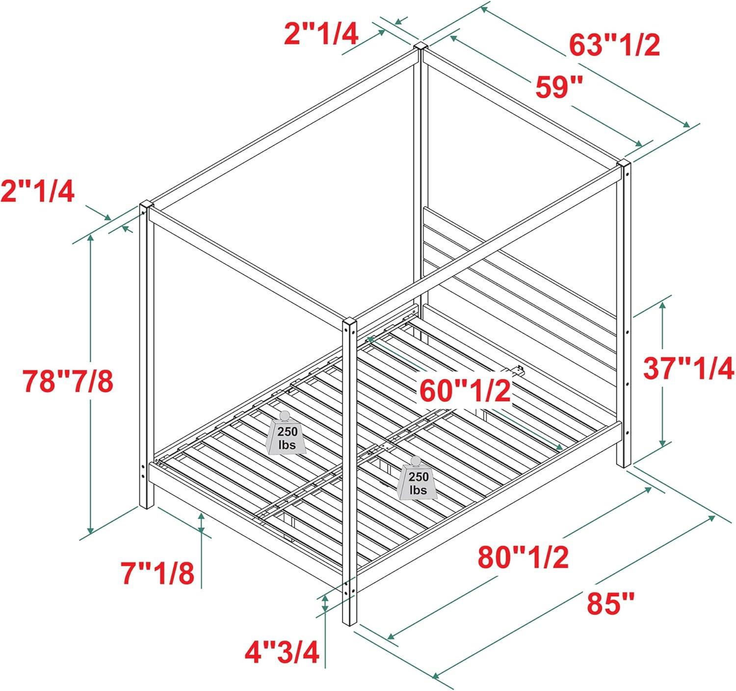 imageWalker Edison Isla Slatted Headboard Canopy Bedframe Queen BlackBlack