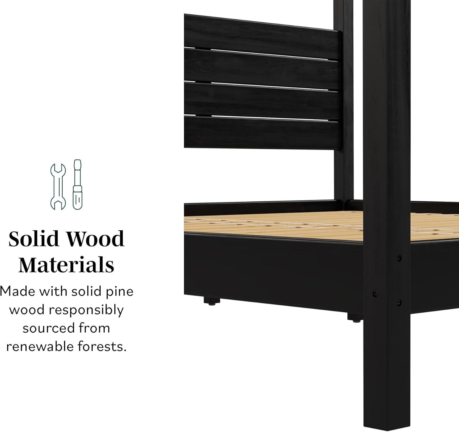 imageWalker Edison Isla Slatted Headboard Canopy Bedframe Queen BlackBlack