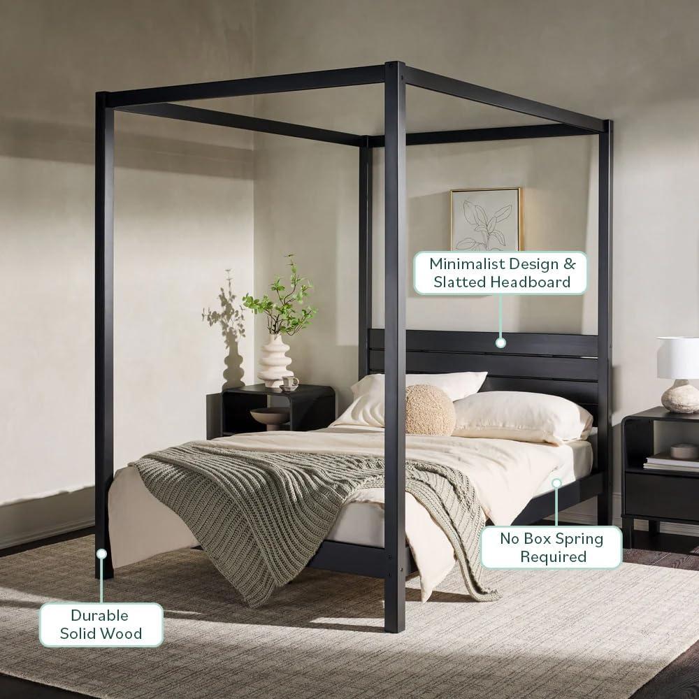 imageWalker Edison Isla Slatted Headboard Canopy Bedframe Queen BlackBlack