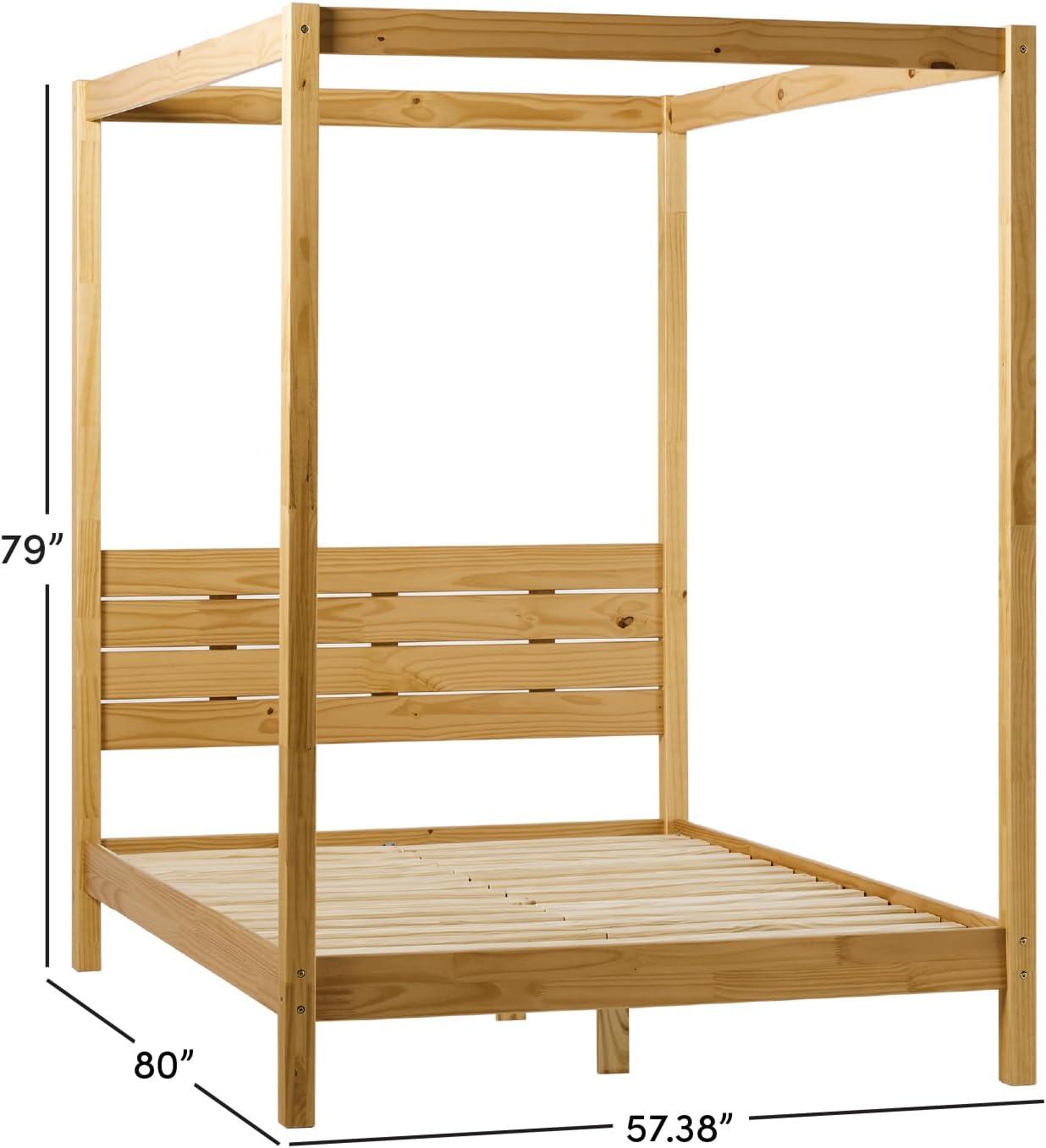 imageWalker Edison Isla Slatted Headboard Canopy Bedframe Queen BlackNatural Pine