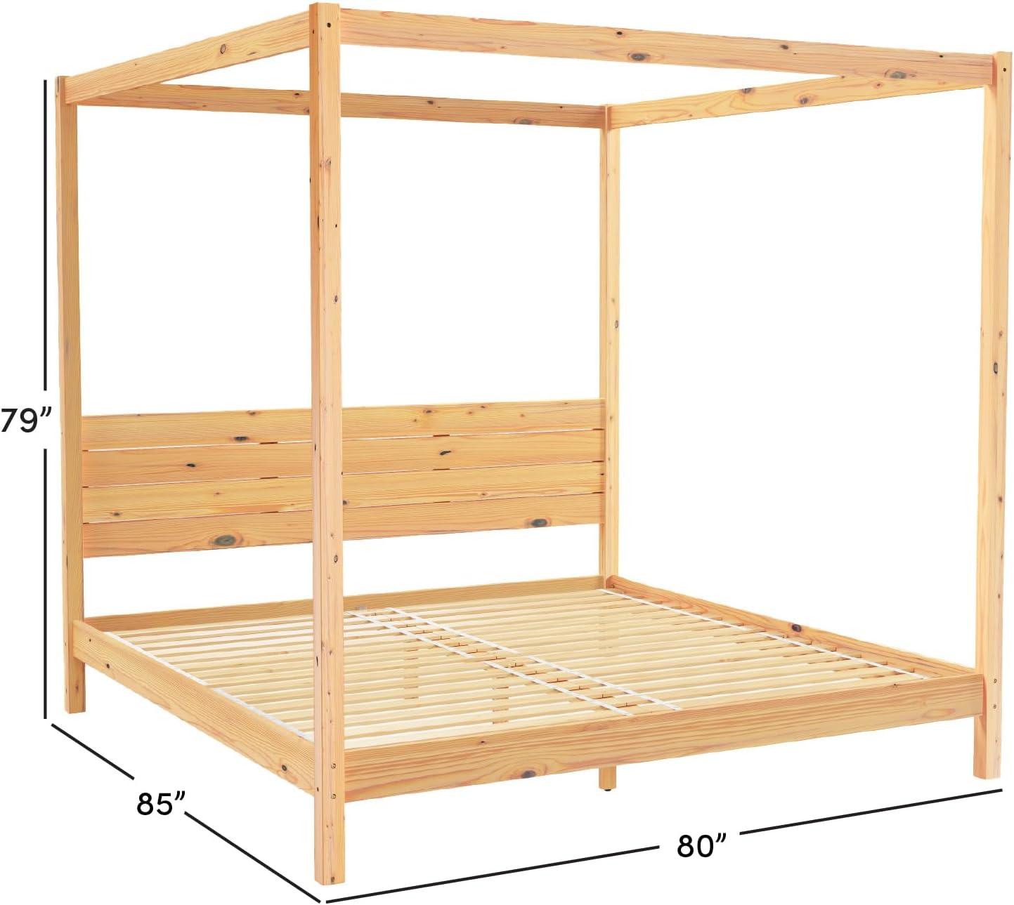 imageWalker Edison Isla Slatted Headboard Canopy Bedframe Queen BlackNatural Pine