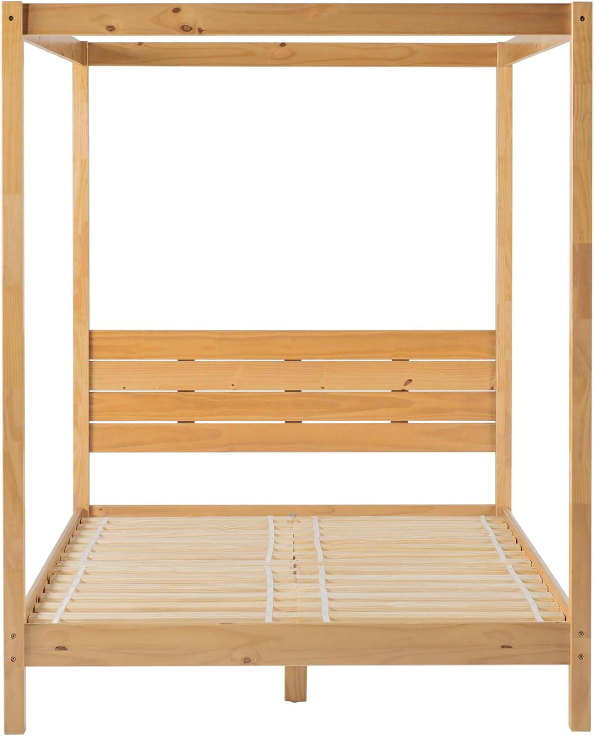 imageWalker Edison Isla Slatted Headboard Canopy Bedframe Queen BlackNatural Pine