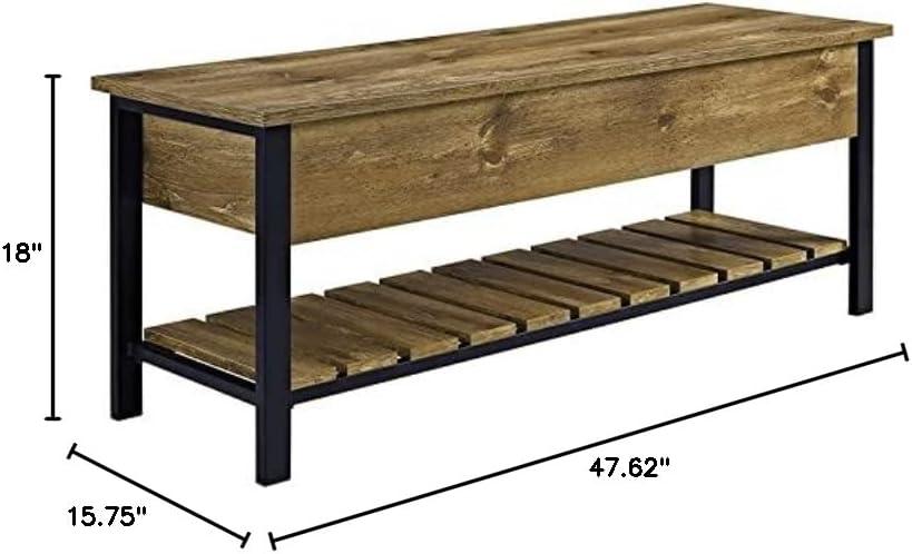 imageWalker Edison Julian Rustic Farmhouse Lift Top Entry Bench with Bottom Rack 48 Inch BarnwoodBarnwood
