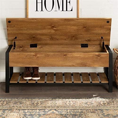 imageWalker Edison Julian Rustic Farmhouse Lift Top Entry Bench with Bottom Rack 48 Inch BarnwoodBarnwood