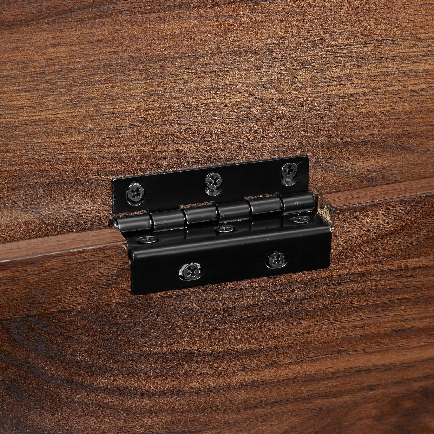 imageWalker Edison Julian Rustic Farmhouse Lift Top Entry Bench with Bottom Rack 48 Inch BarnwoodDark Walnut