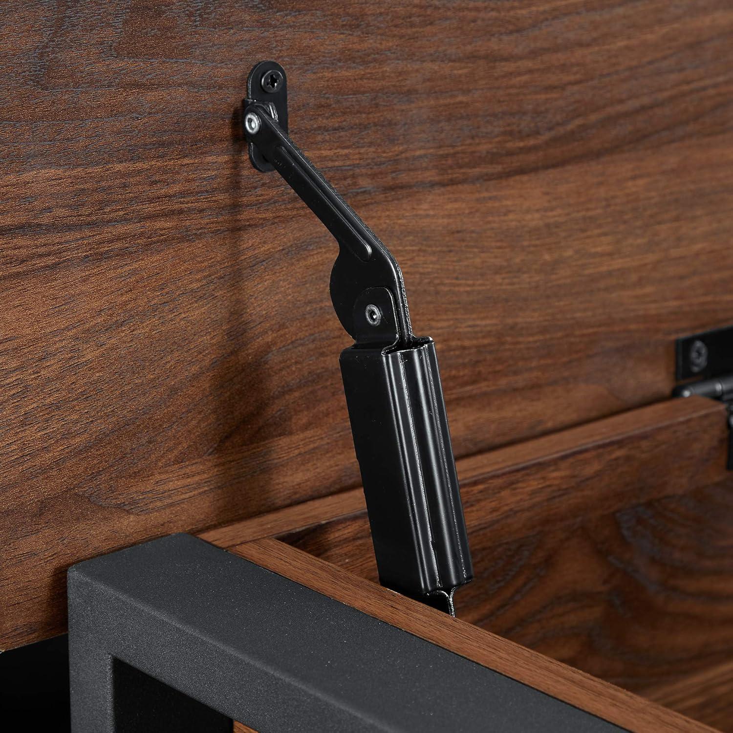 imageWalker Edison Julian Rustic Farmhouse Lift Top Entry Bench with Bottom Rack 48 Inch BarnwoodDark Walnut