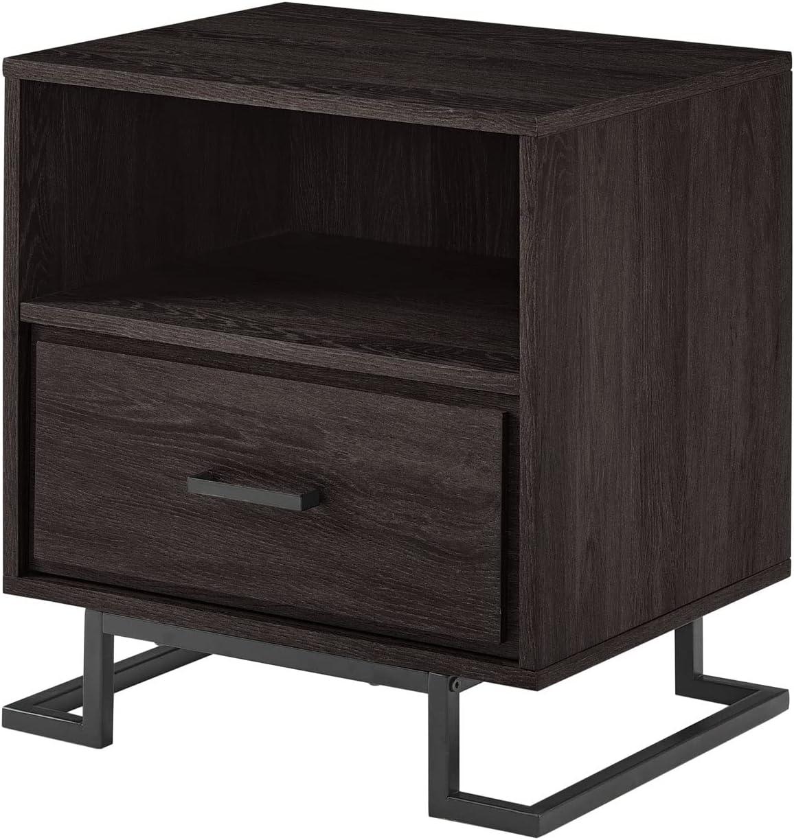 imageWalker Edison Katya Contemporary 1Drawer Nightstand 20 Inch CharcoalCharcoal
