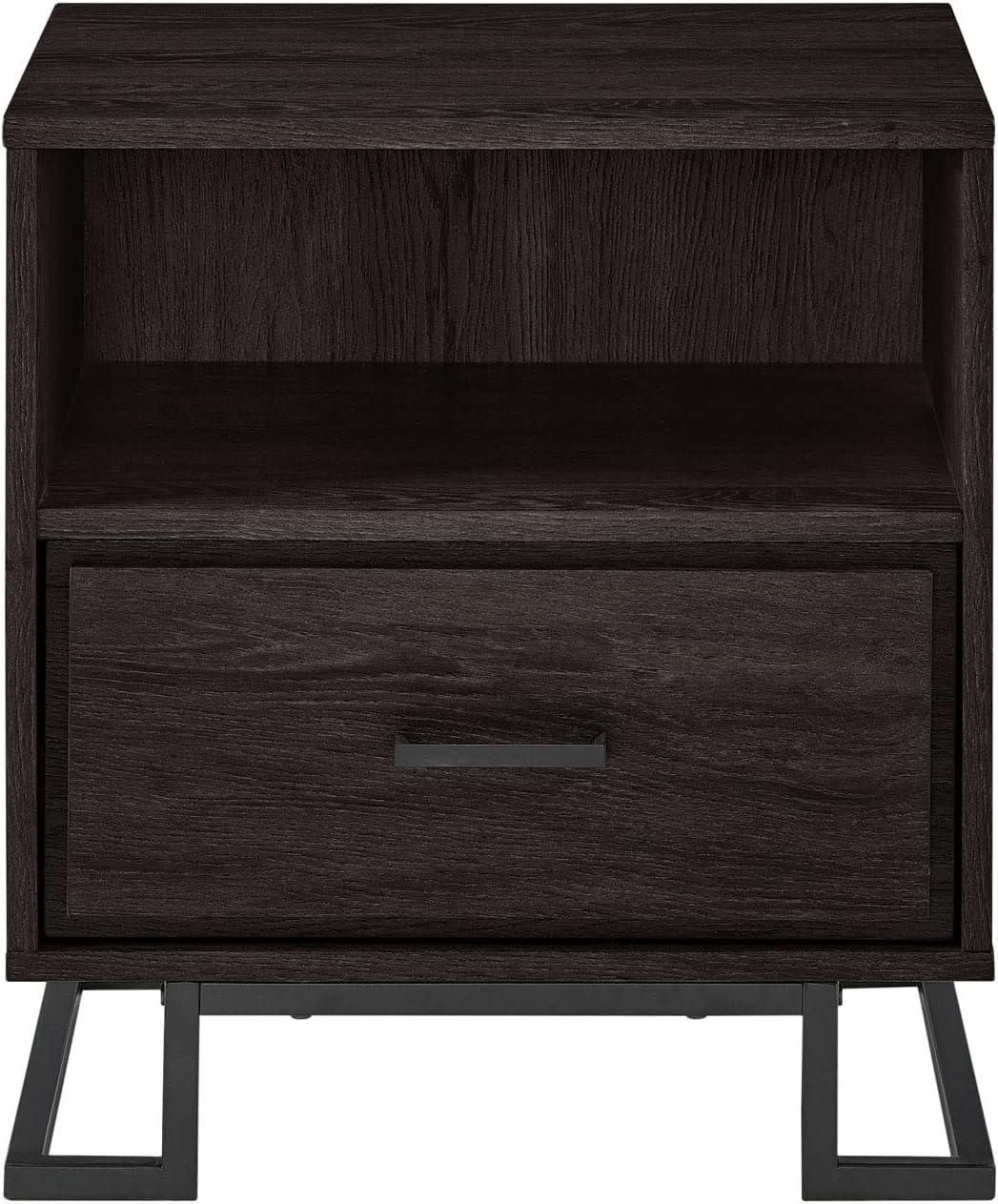imageWalker Edison Katya Contemporary 1Drawer Nightstand 20 Inch CharcoalCharcoal