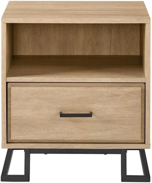 imageWalker Edison Katya Contemporary 1Drawer Nightstand 20 Inch CharcoalCoastal Oak