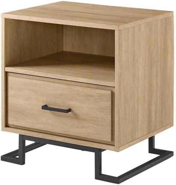 imageWalker Edison Katya Contemporary 1Drawer Nightstand 20 Inch CharcoalCoastal Oak