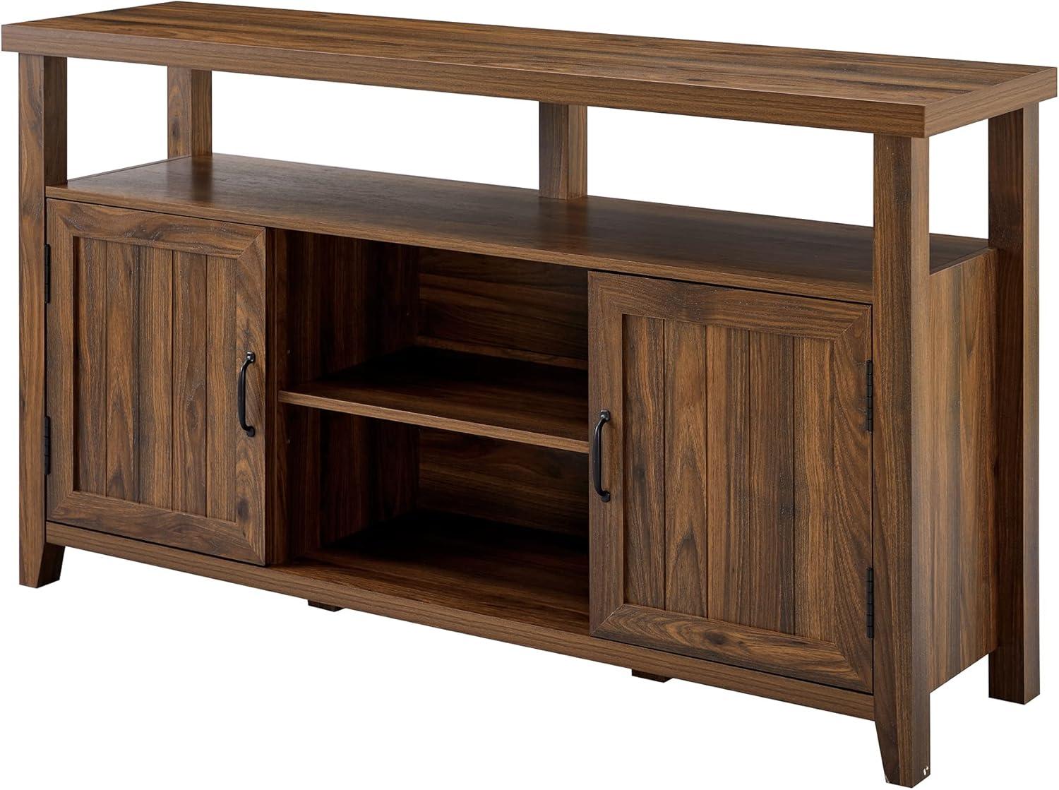 imageWalker Edison Kent Modern Rustic Grooved Door Tall TV Stand for TVs up to 65 Inches 58 Inch Dark WalnutDark Walnut
