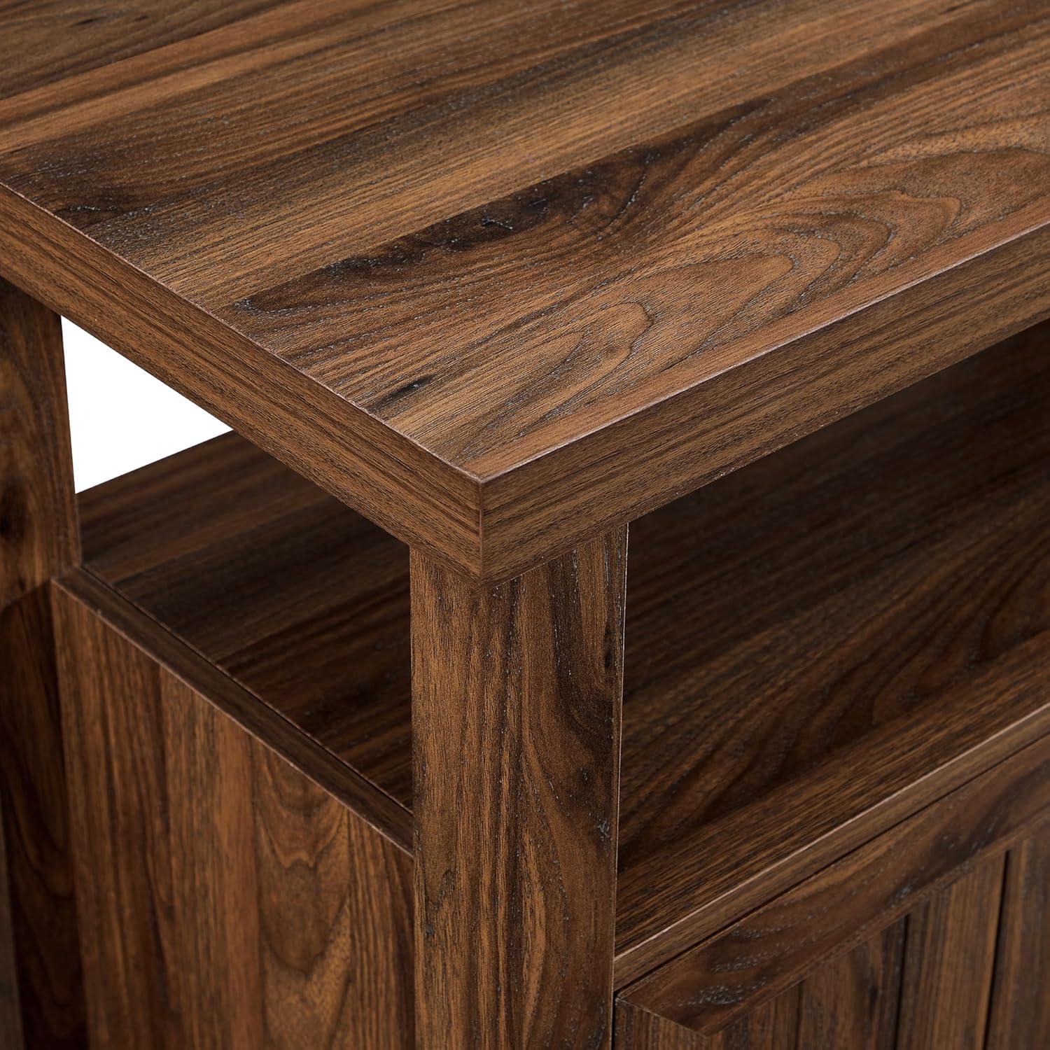 imageWalker Edison Kent Modern Rustic Grooved Door Tall TV Stand for TVs up to 65 Inches 58 Inch Dark WalnutDark Walnut