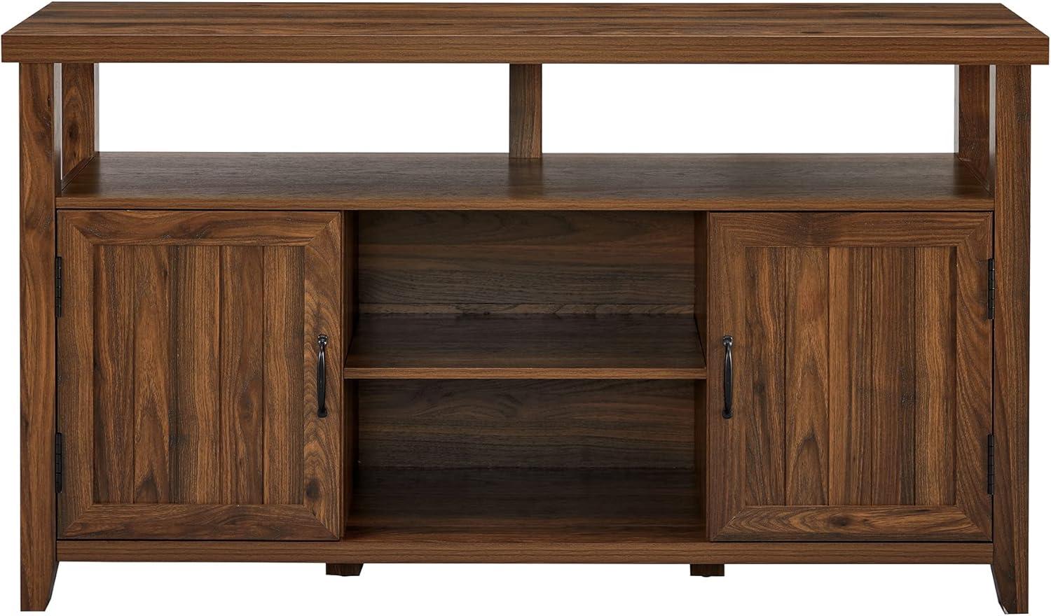 imageWalker Edison Kent Modern Rustic Grooved Door Tall TV Stand for TVs up to 65 Inches 58 Inch Dark WalnutDark Walnut