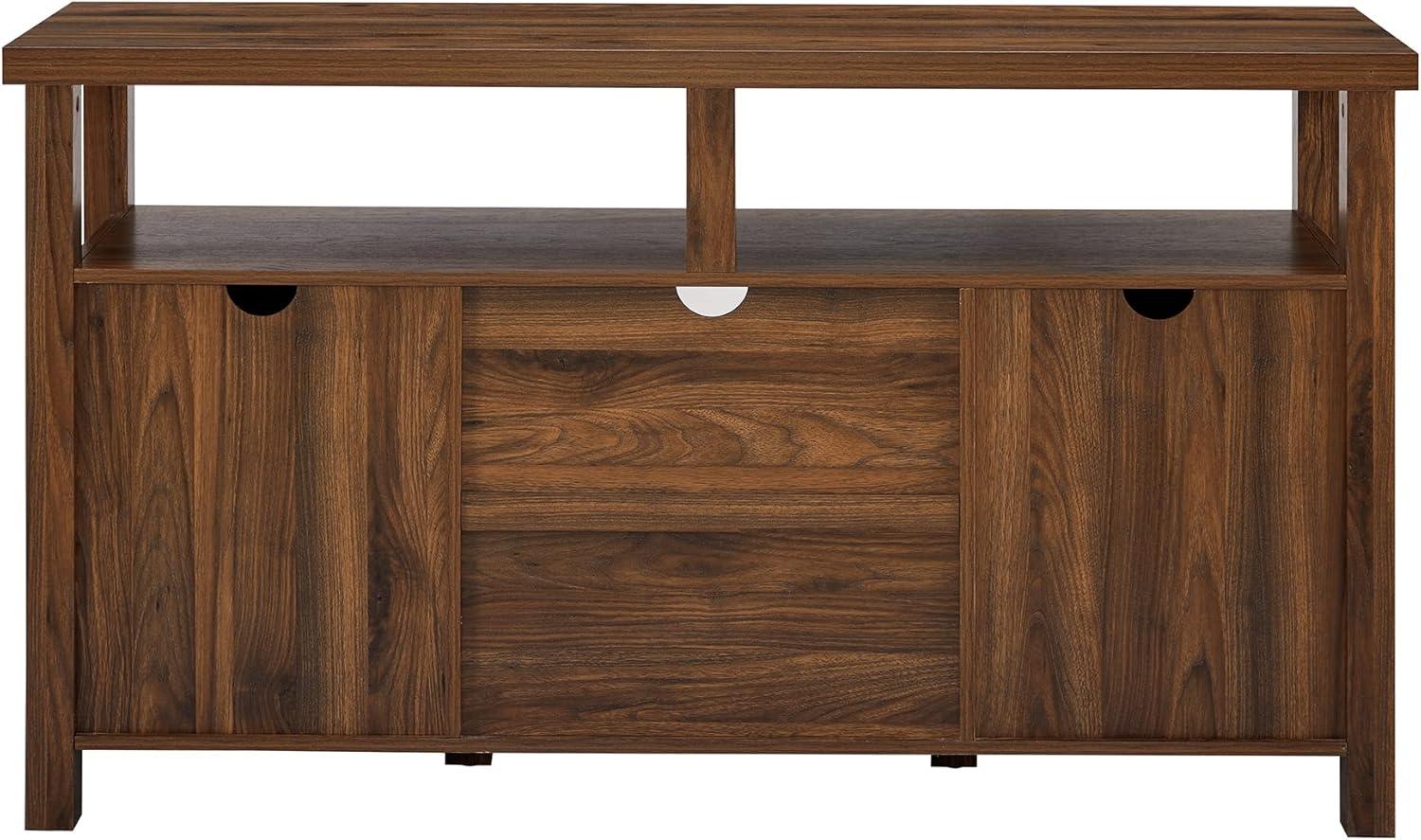 imageWalker Edison Kent Modern Rustic Grooved Door Tall TV Stand for TVs up to 65 Inches 58 Inch Dark WalnutDark Walnut