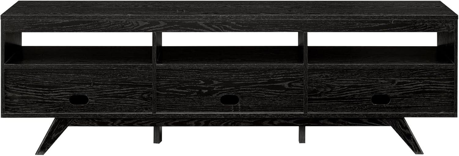 imageWalker Edison Kimi Mid Century Modern Minimalist DropDown Door Stand for TVs up to 85 Inches 70 Inch MochaBlack