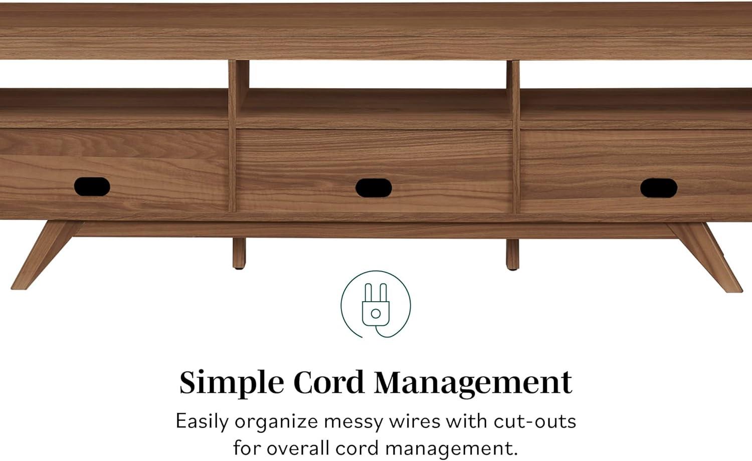 imageWalker Edison Kimi Mid Century Modern Minimalist DropDown Door Stand for TVs up to 85 Inches 70 Inch MochaMocha