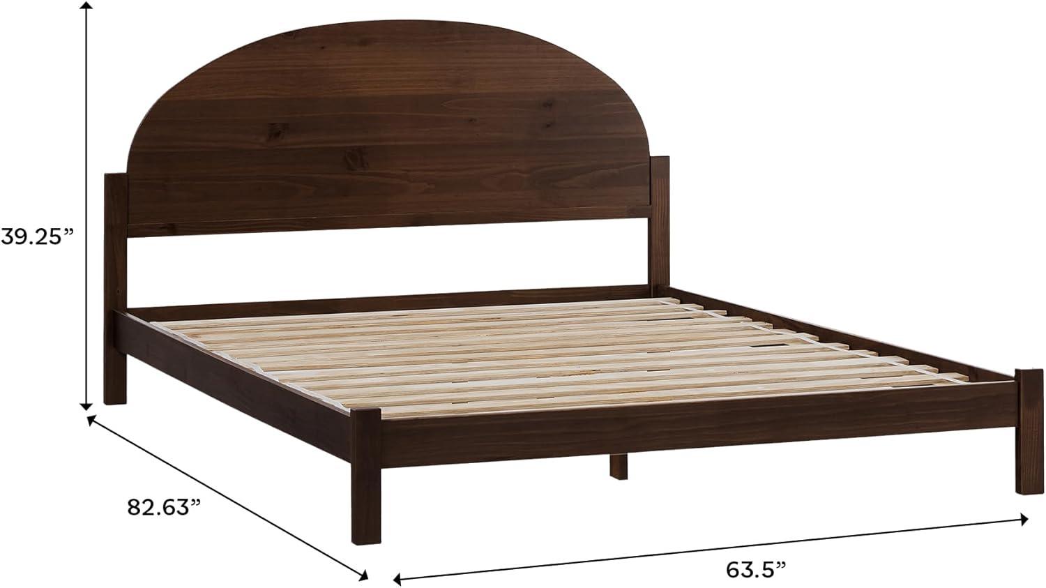 imageWalker Edison King Boho Arched Headboard Solid Pine Bed Platform Style No Box Spring Required Modern Curved Design King Size Cerused WhiteBrown