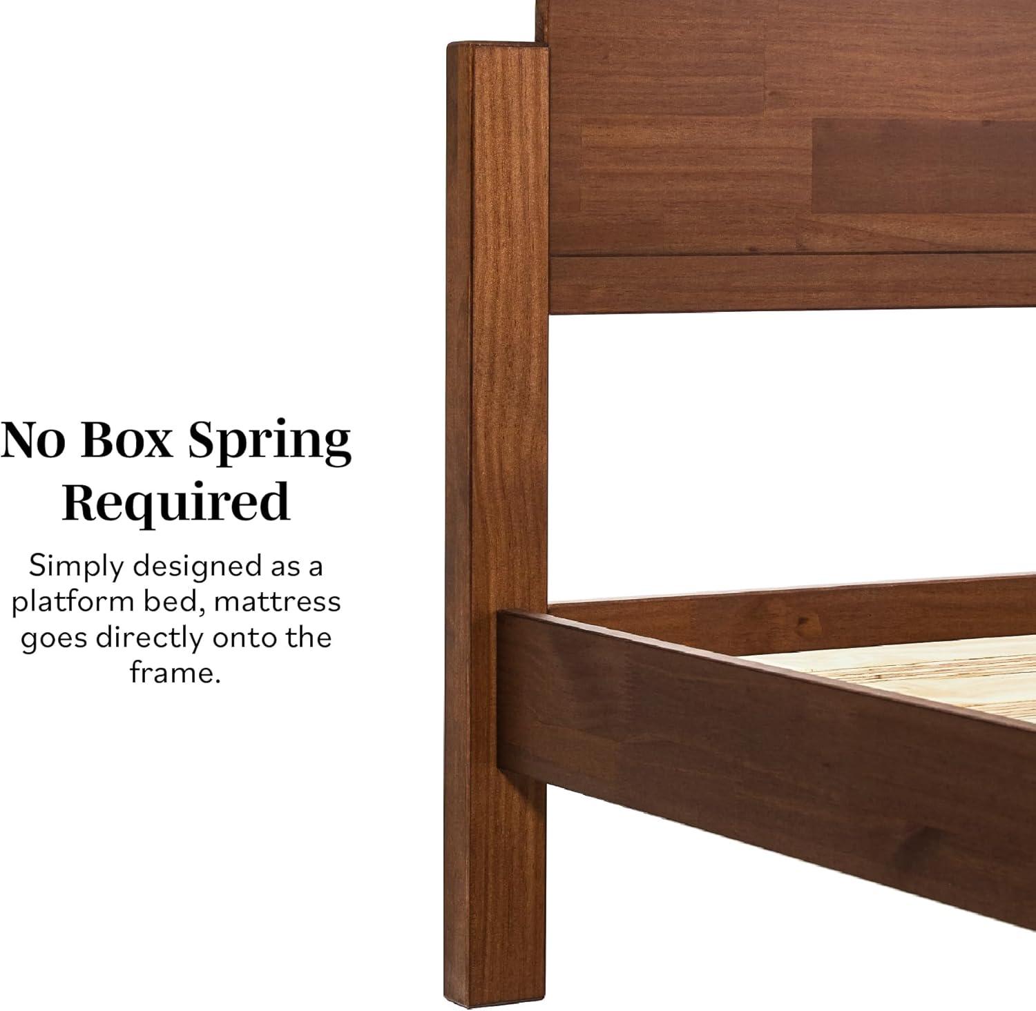 imageWalker Edison King Boho Arched Headboard Solid Pine Bed Platform Style No Box Spring Required Modern Curved Design King Size Cerused WhiteBrown