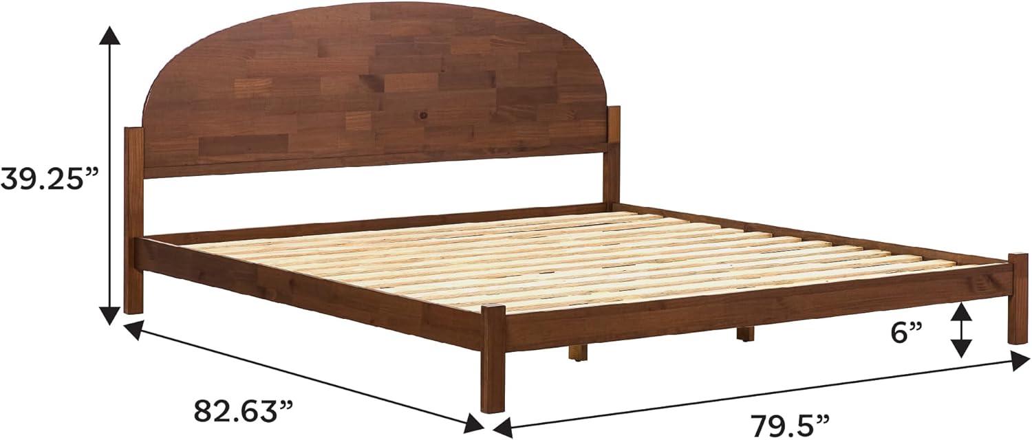 imageWalker Edison King Boho Arched Headboard Solid Pine Bed Platform Style No Box Spring Required Modern Curved Design King Size Cerused WhiteBrown