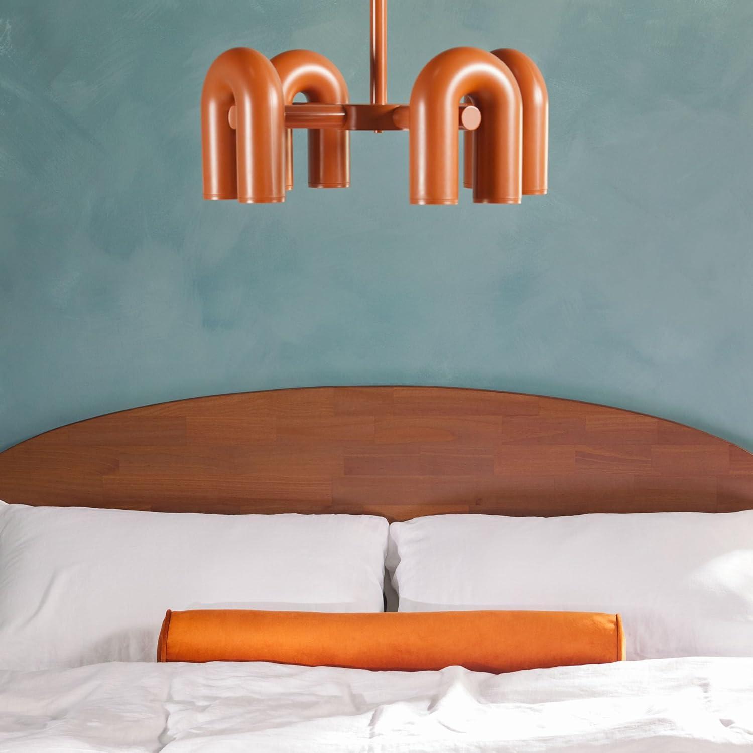 imageWalker Edison King Boho Arched Headboard Solid Pine Bed Platform Style No Box Spring Required Modern Curved Design King Size Cerused WhiteBrown