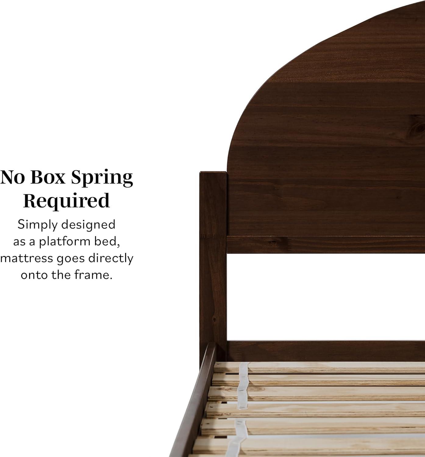 imageWalker Edison King Boho Arched Headboard Solid Pine Bed Platform Style No Box Spring Required Modern Curved Design King Size Cerused WhiteBrown