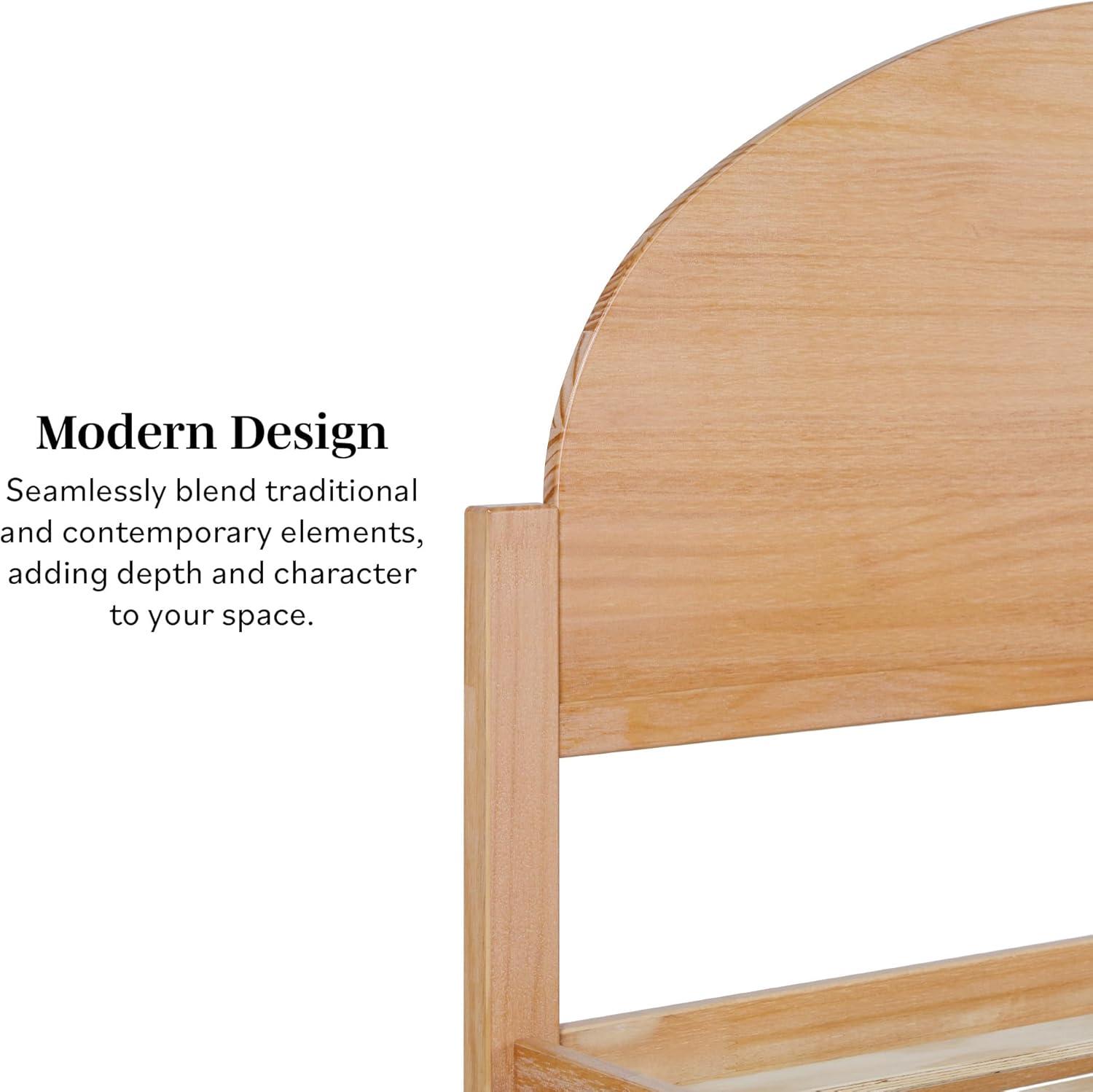 imageWalker Edison King Boho Arched Headboard Solid Pine Bed Platform Style No Box Spring Required Modern Curved Design King Size Cerused WhiteCerused White