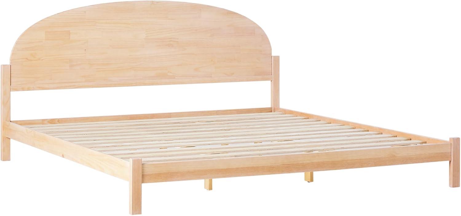 imageWalker Edison King Boho Arched Headboard Solid Pine Bed Platform Style No Box Spring Required Modern Curved Design King Size Cerused WhiteCerused White