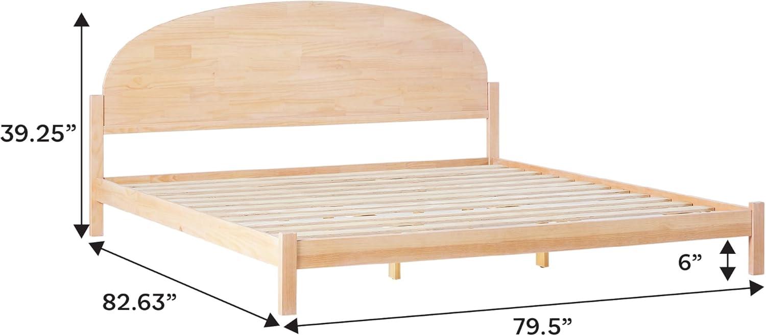 imageWalker Edison King Boho Arched Headboard Solid Pine Bed Platform Style No Box Spring Required Modern Curved Design King Size Cerused WhiteCerused White