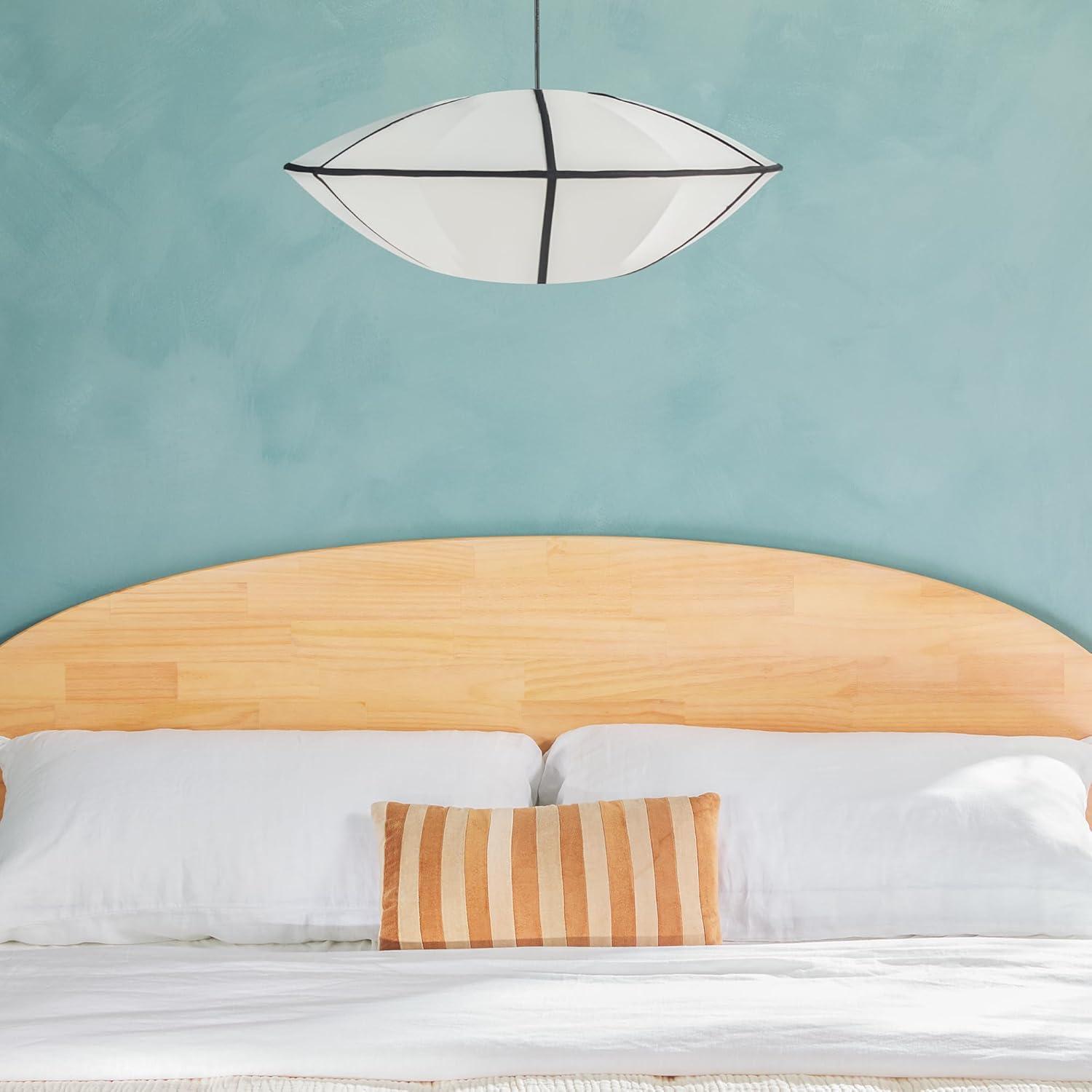 imageWalker Edison King Boho Arched Headboard Solid Pine Bed Platform Style No Box Spring Required Modern Curved Design King Size Cerused WhiteCerused White