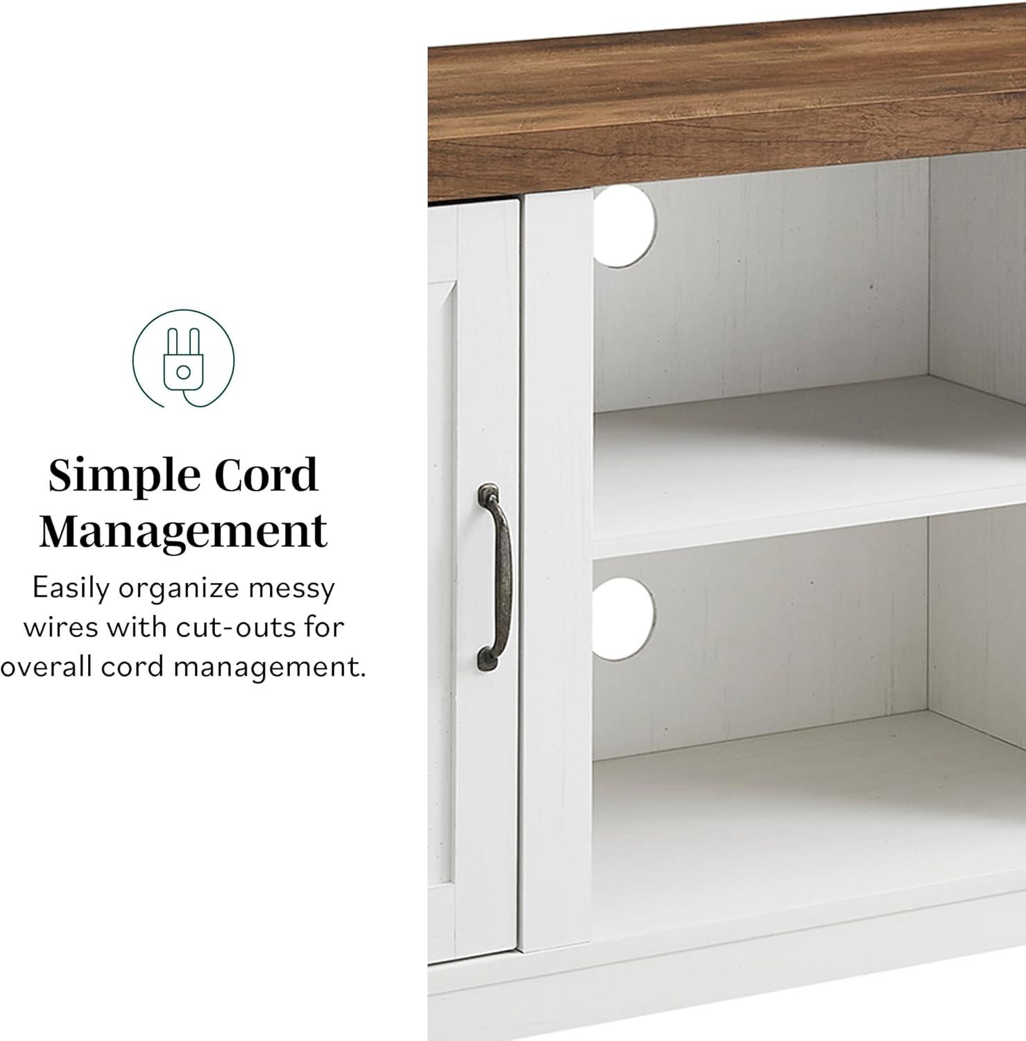 imageWalker Edison Larae Modern Farmhouse TwoTone Barn Door Stand for TVs up to 65 Inches Without Fireplace Rustic OakWhite