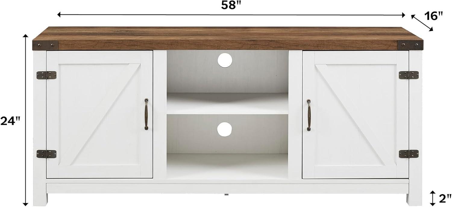 imageWalker Edison Larae Modern Farmhouse TwoTone Barn Door Stand for TVs up to 65 Inches Without Fireplace Rustic OakWhite