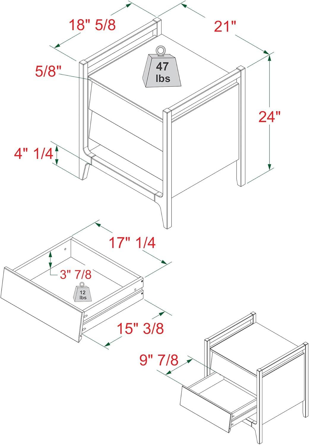 imageWalker Edison Leif Scandi Angled DrawerFace Nightstand 22 Inch CaramelWalnut 22 Inch