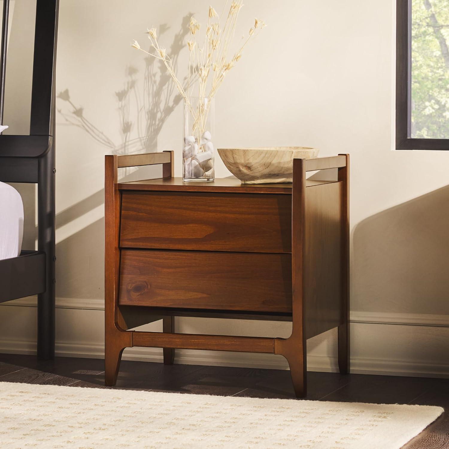 imageWalker Edison Leif Scandi Angled DrawerFace Nightstand 22 Inch CaramelWalnut 22 Inch