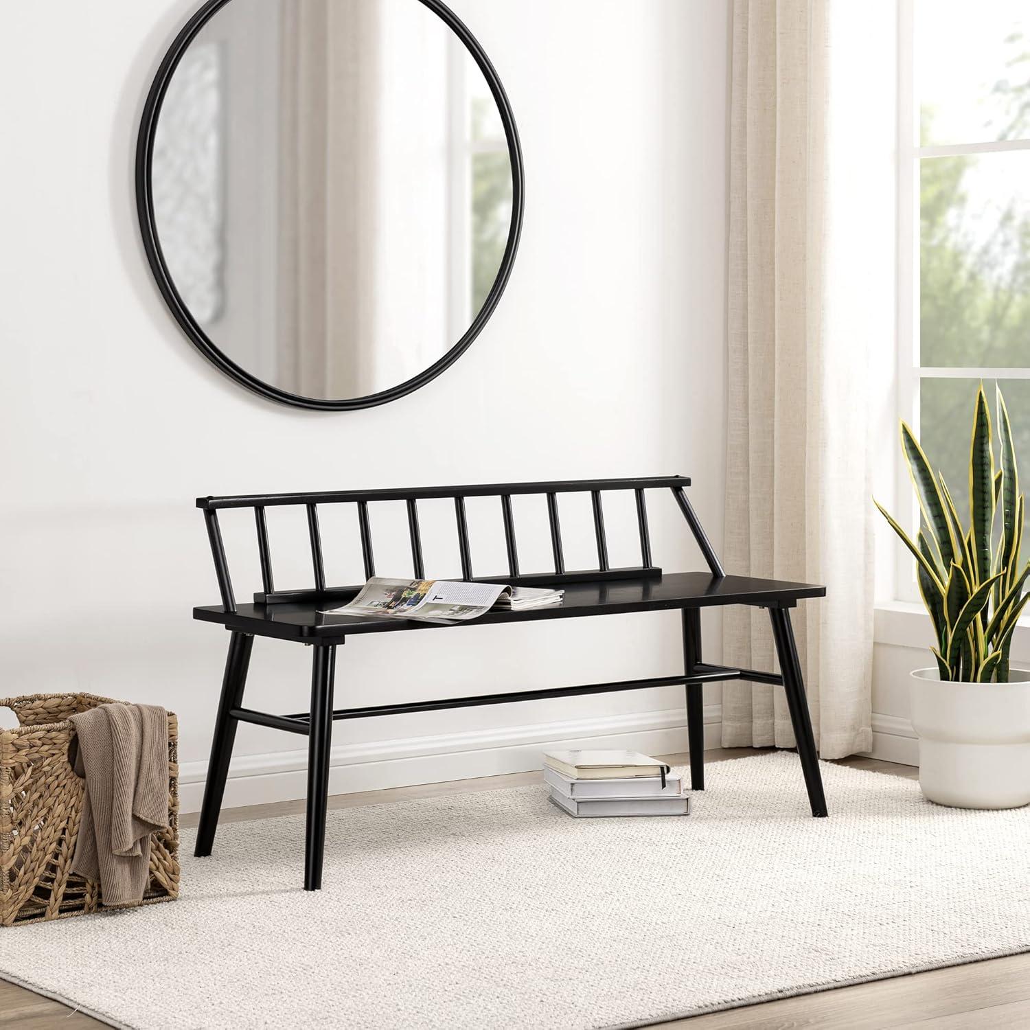 imageWalker Edison Lennon Boho Solid Wood Low SpindleBack Bench 47 Inch BlackBlack