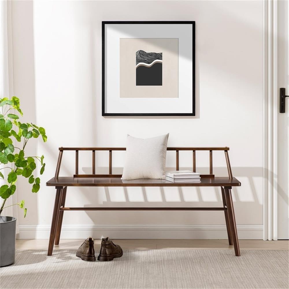 imageWalker Edison Lennon Boho Solid Wood Low SpindleBack Bench 47 Inch BlackWalnut