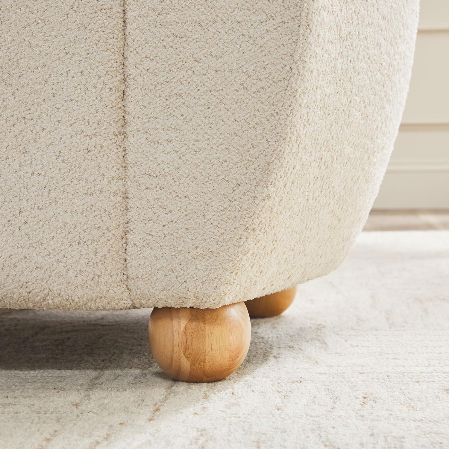 imageWalker Edison Linley Contemporary Boucl Accent Chair with Wood Legs IvoryIvory