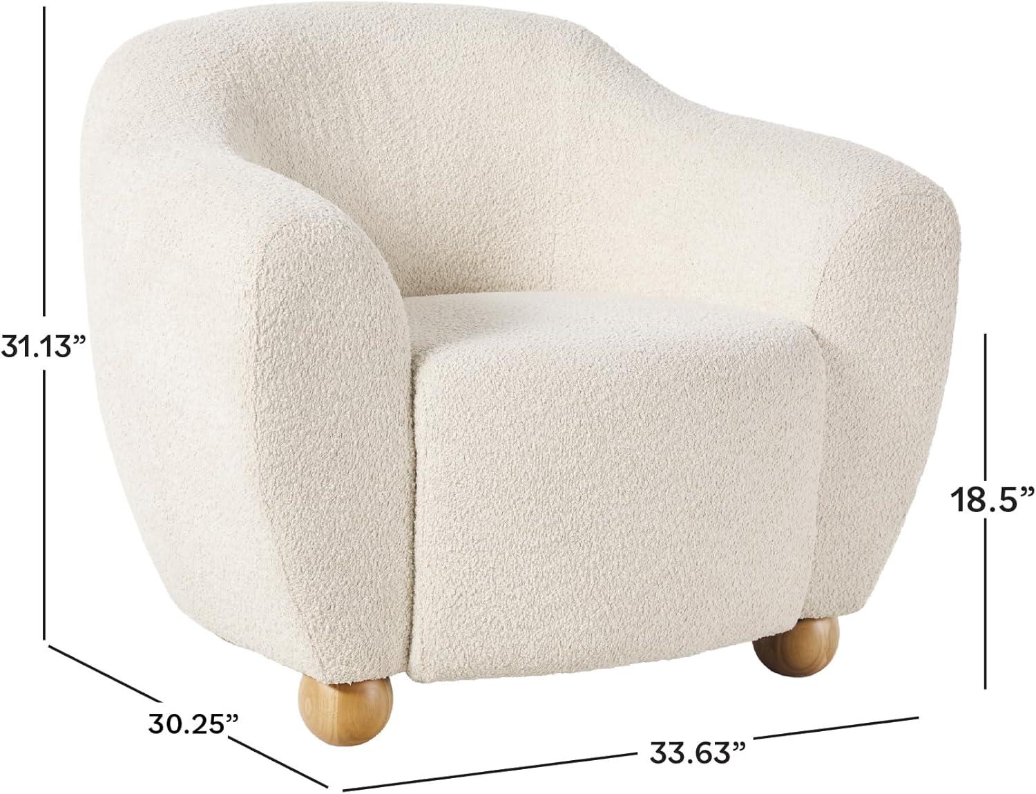 imageWalker Edison Linley Contemporary Boucl Accent Chair with Wood Legs IvoryIvory