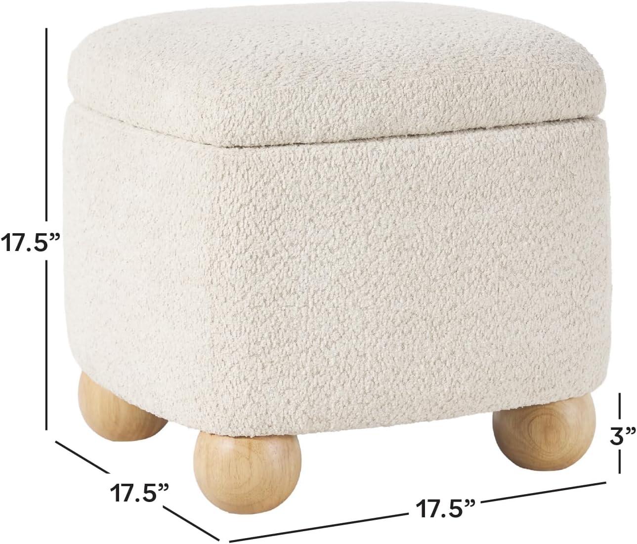 imageWalker Edison Linley Contemporary Small Storage Boucl Ottoman with Wood Legs IvoryIvory