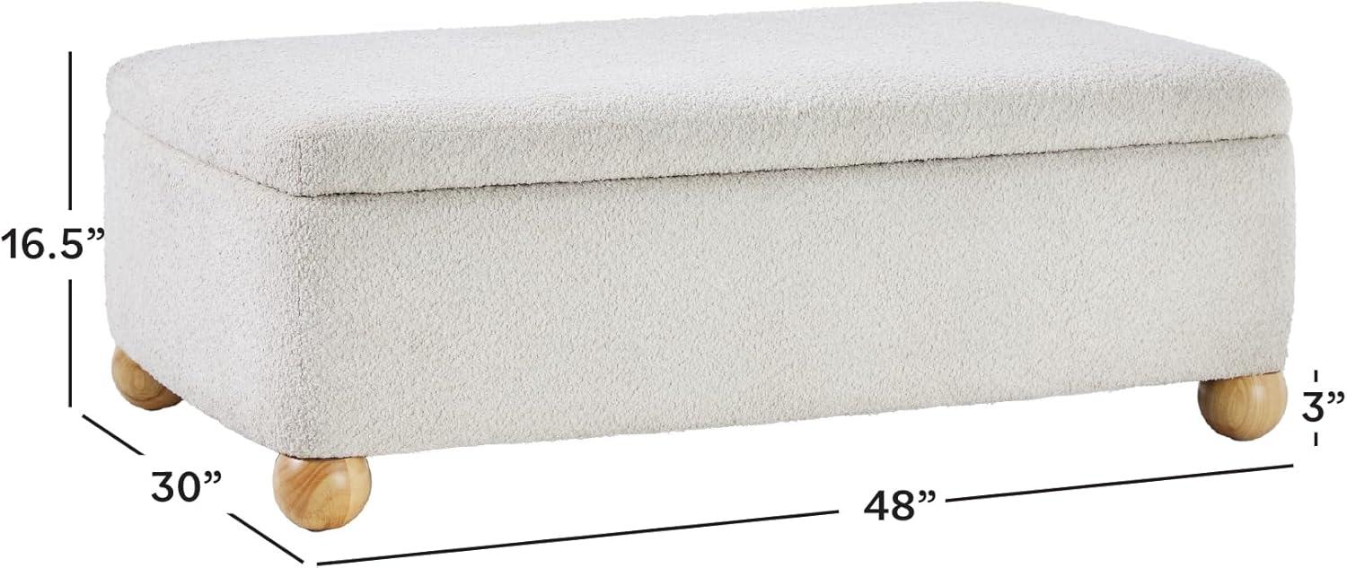 imageWalker Edison Linley Contemporary Small Storage Boucl Ottoman with Wood Legs IvoryIvory