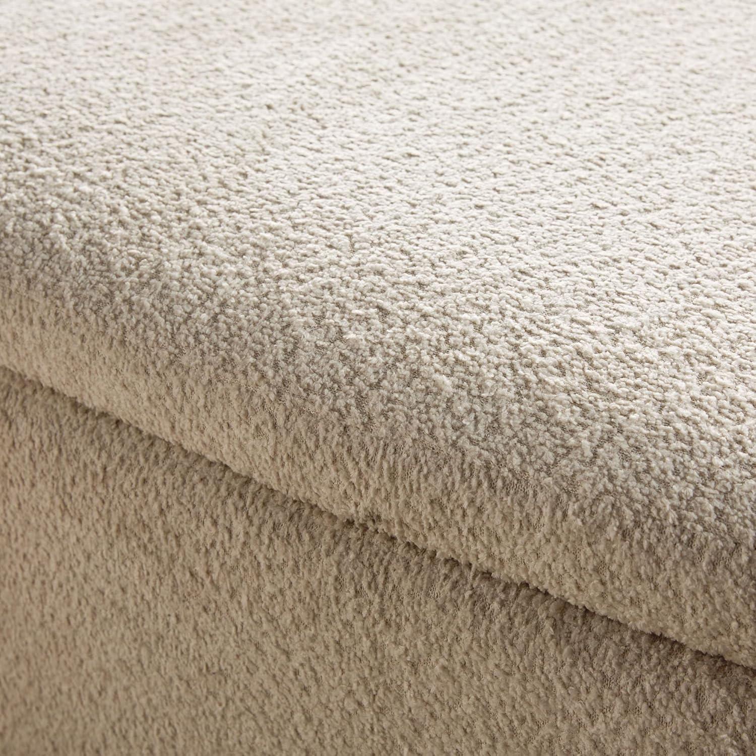 imageWalker Edison Linley Contemporary Small Storage Boucl Ottoman with Wood Legs IvoryIvory