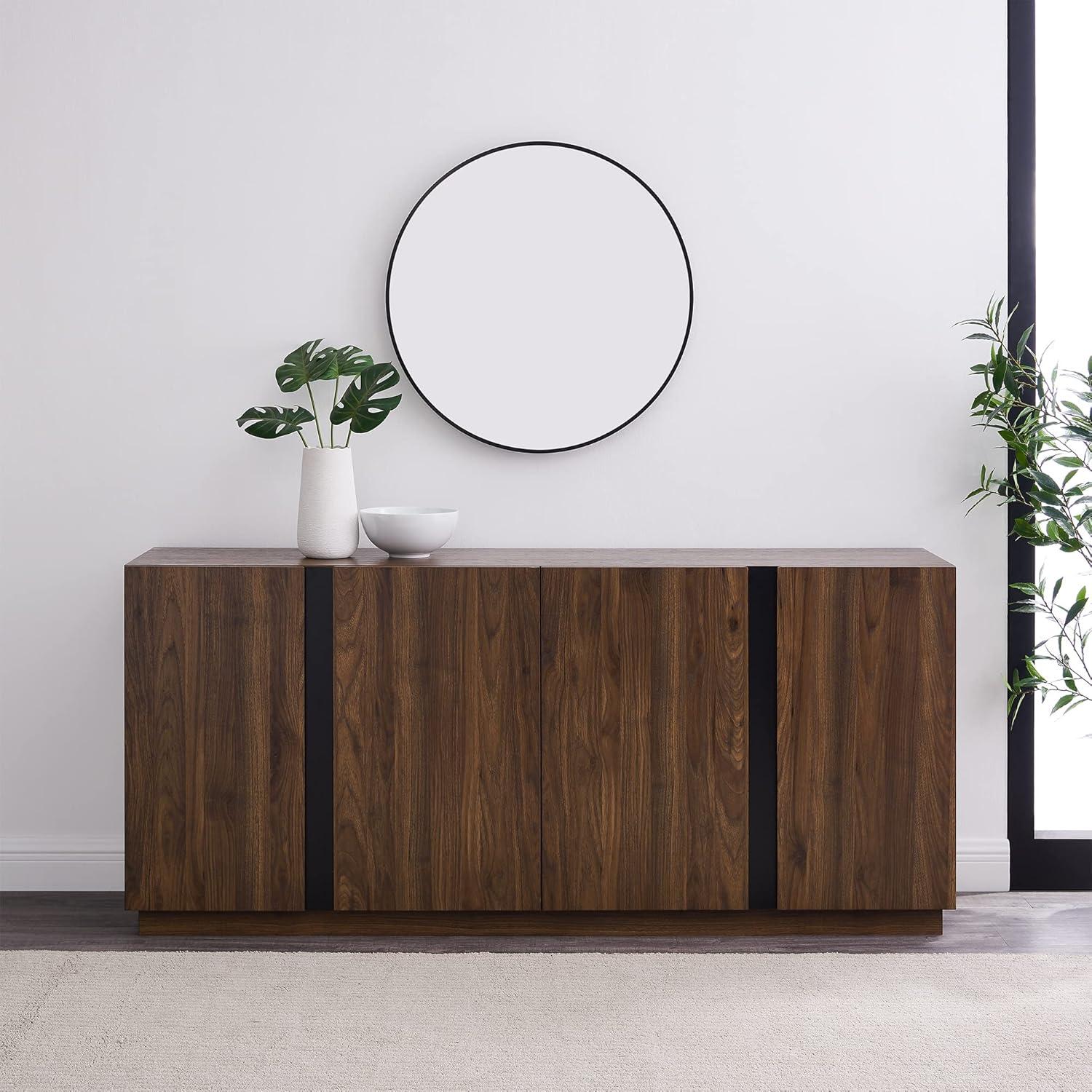 imageWalker Edison Liss Contemporary 4Door Minimalist Sideboard 70 Inch Dark WalnutDark Walnut