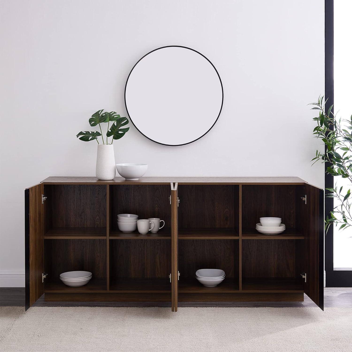imageWalker Edison Liss Contemporary 4Door Minimalist Sideboard 70 Inch Dark WalnutDark Walnut