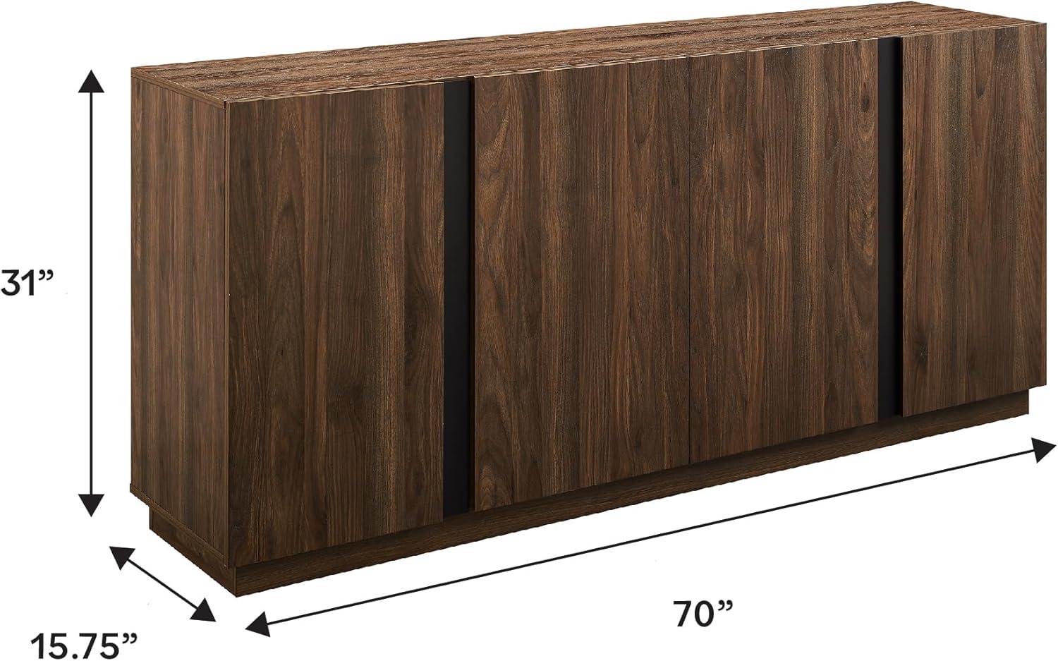 imageWalker Edison Liss Contemporary 4Door Minimalist Sideboard 70 Inch Dark WalnutDark Walnut