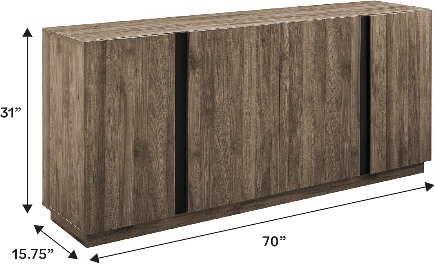 imageWalker Edison Liss Contemporary 4Door Minimalist Sideboard 70 Inch Dark WalnutSlate Grey
