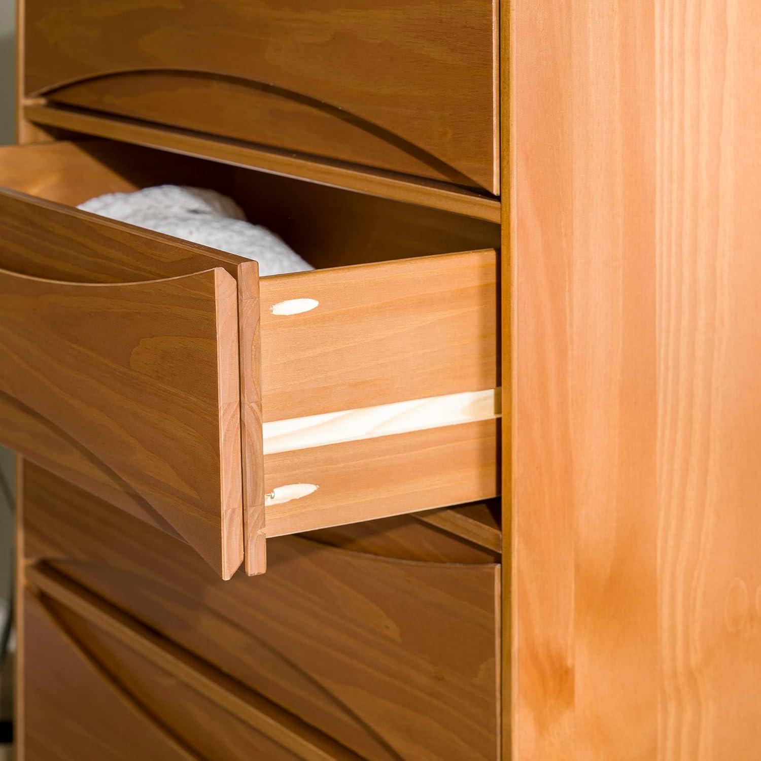 imageWalker Edison Lowry MidCentury Modern DetailedDrawer Solid Wood Dresser 30 Inch CaramelCaramel