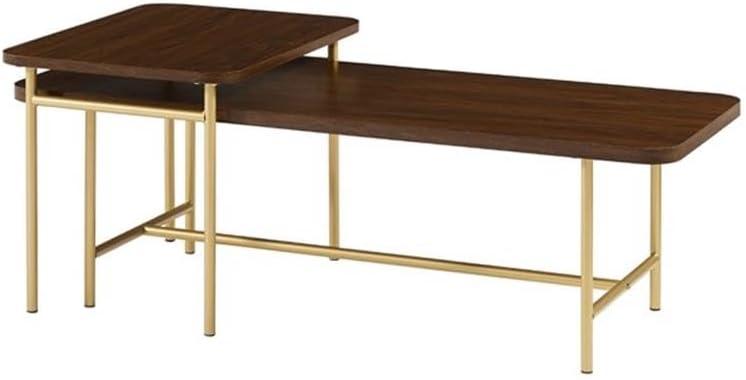 imageWalker Edison Lyson Modern Minimalist Rectangular Nesting Tables Set of 2 Dark WalnutDark Walnut