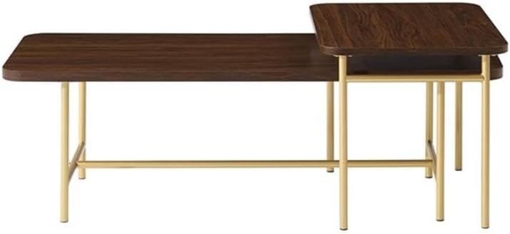 imageWalker Edison Lyson Modern Minimalist Rectangular Nesting Tables Set of 2 Dark WalnutDark Walnut