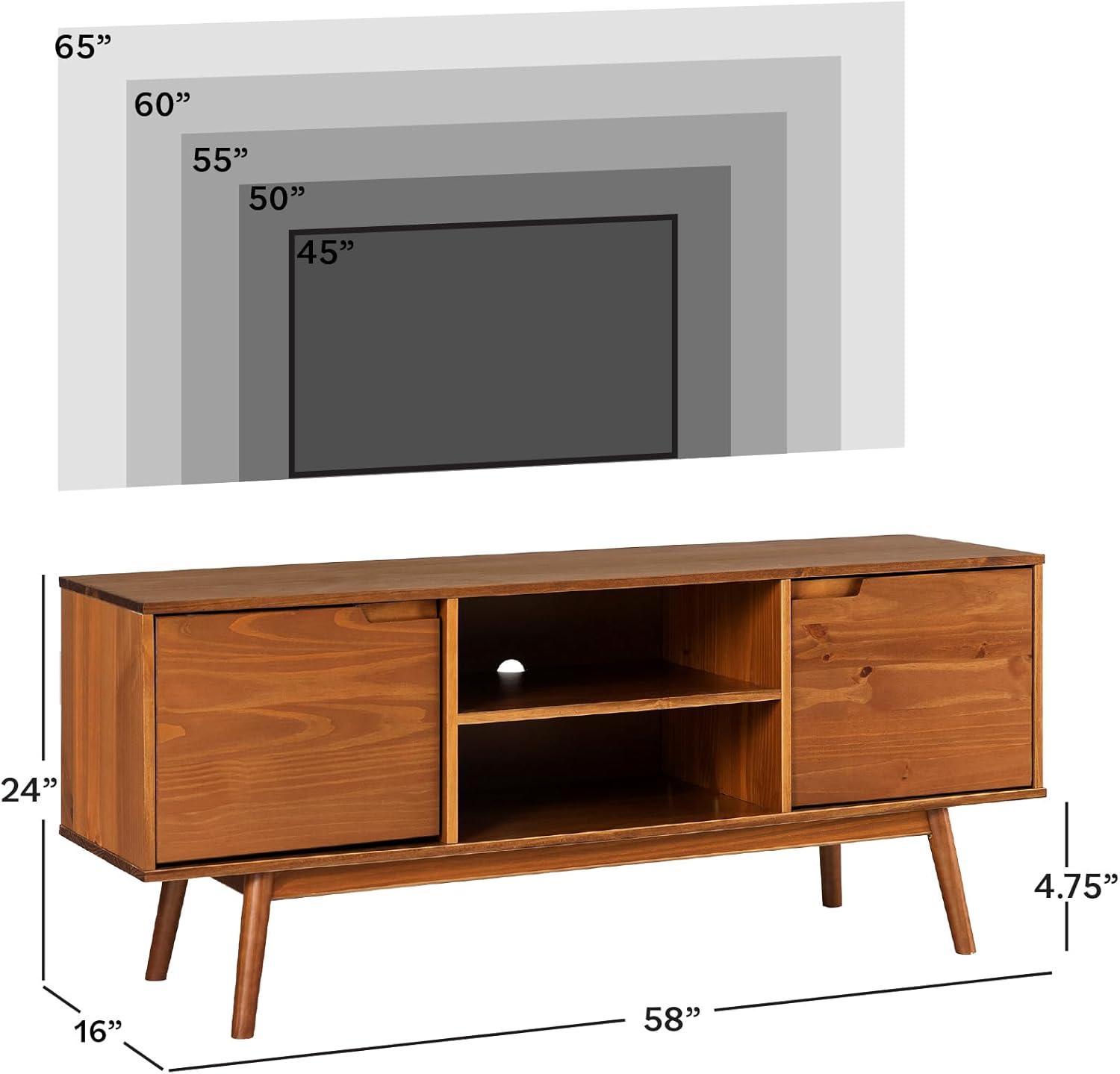 imageWalker Edison Mabel 58 Inch Modern 2 Door Solid Wood TV Stand for TVs up to 65 Inches CaramelCaramel