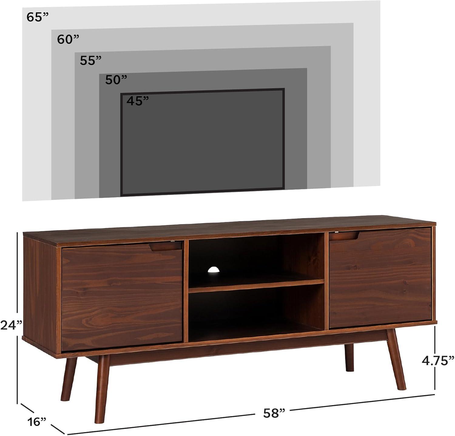 imageWalker Edison Mabel 58 Inch Modern 2 Door Solid Wood TV Stand for TVs up to 65 Inches CaramelWalnut